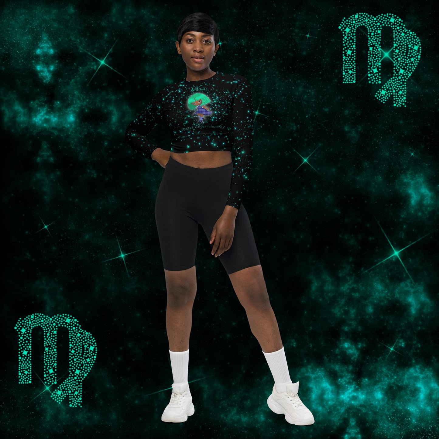 Zodiac Girl Vivacious Virgo Recycled long-sleeve crop top