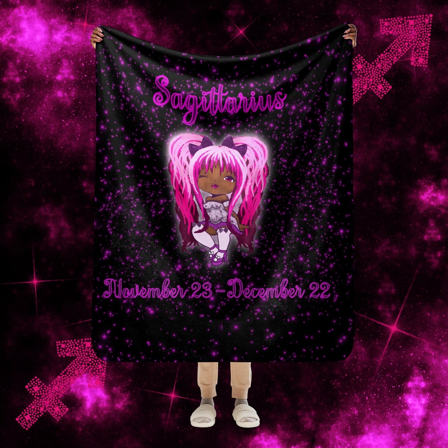 Zodiac Girl Sassy Sagittarius Sherpa blanket