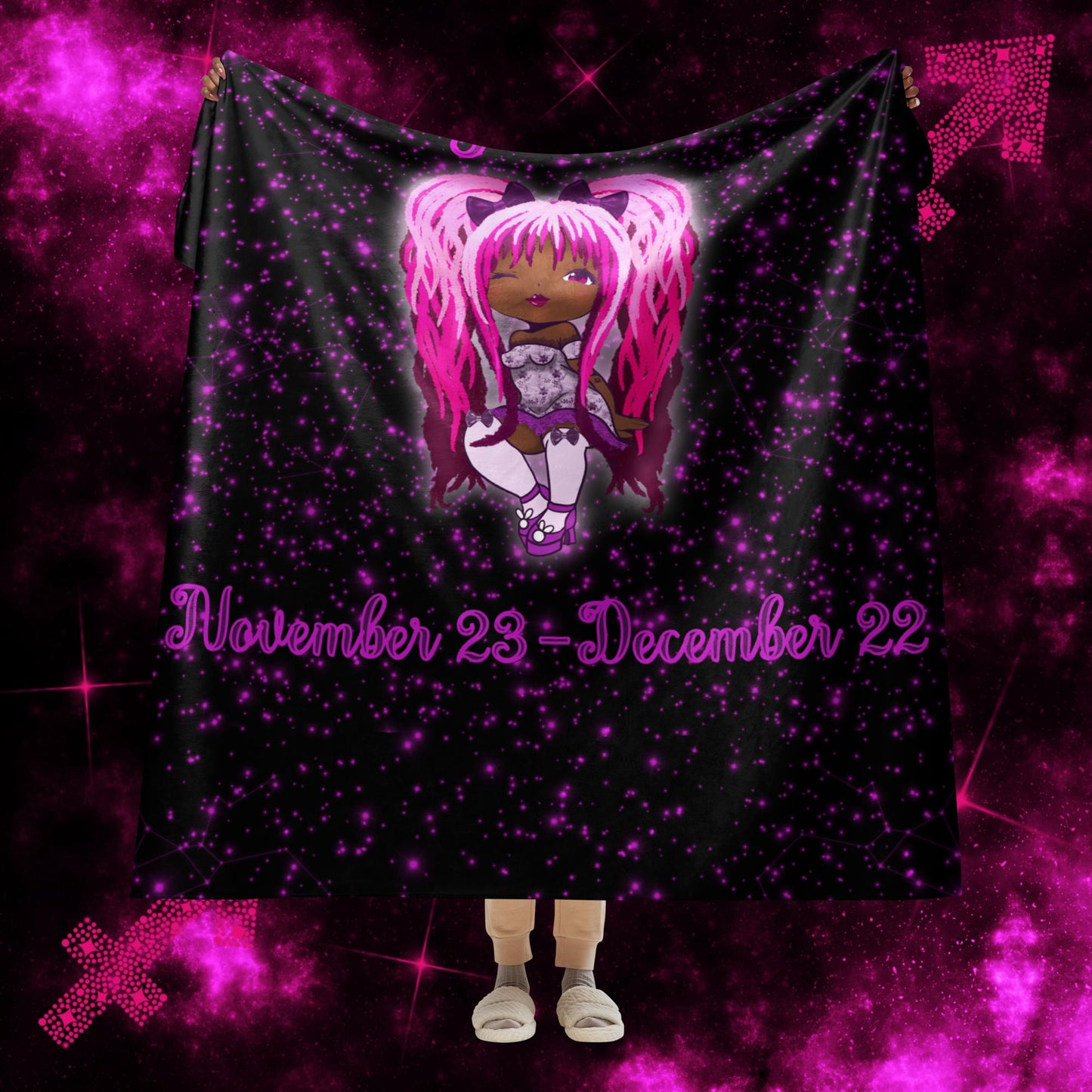 Zodiac Girl Sassy Sagittarius Sherpa blanket